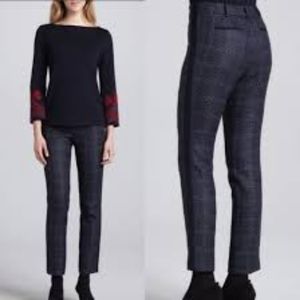 Tory Burch tweed black and blue trousers
